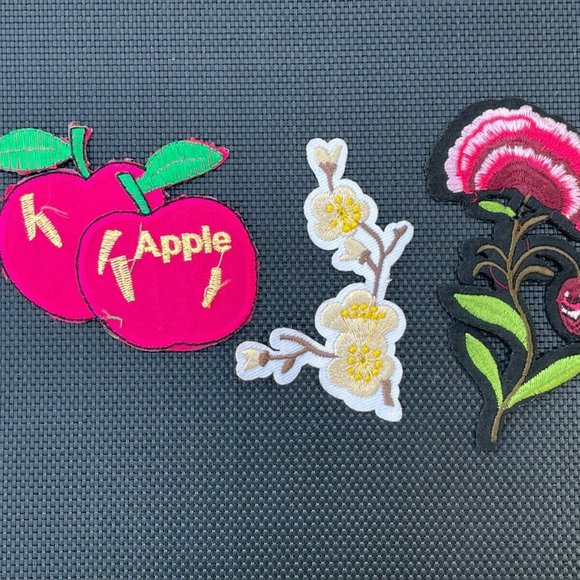 Iron On Patches Lot of 3 Patches Flower and Apple Embroidery Patches for Craft - Picture 9 of 10